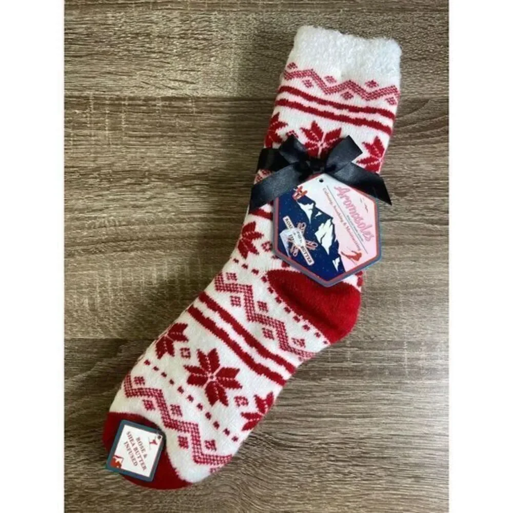 Aromasoles Socks Infused Rose Shea Butter Slipper‎ Lounge Womens One Size
